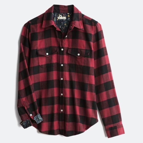 Tailor Vintage Tops - Tailor Vintage Red and Black Plaid Button Down Shirt